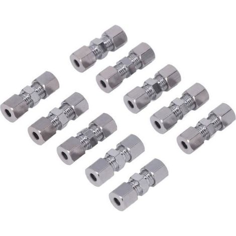 Connecteur Tuyau Frein - Cuivre Chromé - Pour Tube 4,75 mm - Évasement Inversé et Double Évasement - 10 Pièces