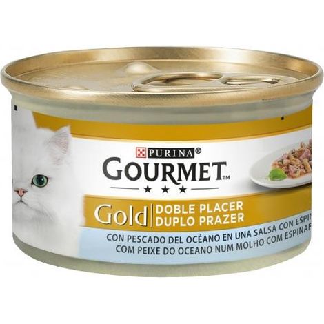 ALIMENTO GATOS GOURMET GOLD PESCADO Y ESPINACAS 85GR . (1/4)