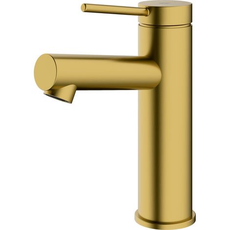 BERNSTEIN - Miscelatore lavabo in acciaio inox spazzolato oro, getto delicato e risparmio idrico - 4x17x14cm (LxAxP) - VIREO	Oro spazzolato