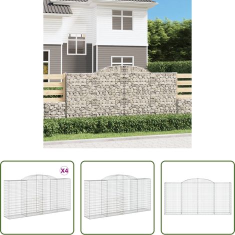 Schalldämmung - Gabionen mit Hochbogen 4 Stk. 300x50x140/160cm Verzinktes Eisen (1/5)