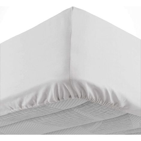 Drap housse - DOUCEUR D'INTERIEUR - 140x190 cm - Bonnet 30 cm - 100% coton - Blanc (1/5)