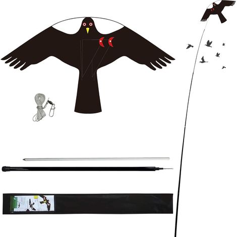Cerf-Volant Anti-Oiseaux - Protection de la Ferme - avec Manche télescopique de 4 m (1/5)