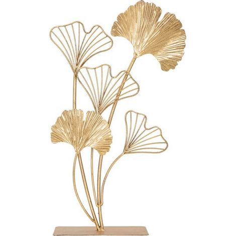 Scultura foglie decorative in ferro color oro con base per decorazioni ambienti -Foglie piene e vuote (1/5)