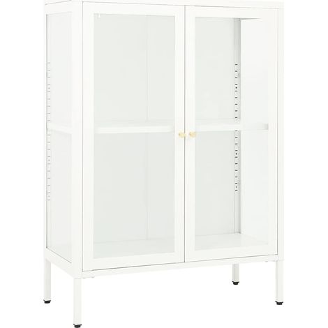 Maison Exclusive - Credenza Bianca 75x35x105 cm in Acciaio e Vetro (1/5)