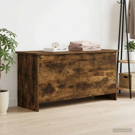 vidaXL Coffre de rangement avec stockage Chêne fumé 100 x 40 x 50 cm