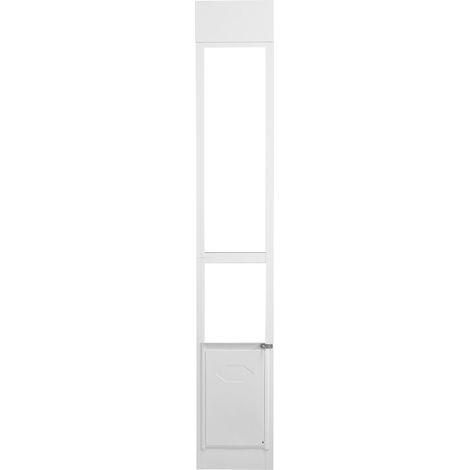 Porte pour chien pour porte coulissante en verre, hauteur réglable 75 7/8" à 80 11/16", cadre en aluminium, vitre trempée, rabat articulé avec verrou, pour chiens de taille moyenne (1/5)