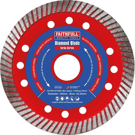Faithfull Turbo Cut Diamond Blade 125mm x 22mm – High-Performance Cutting Tool for Masonry and Hard Materials (1/5)