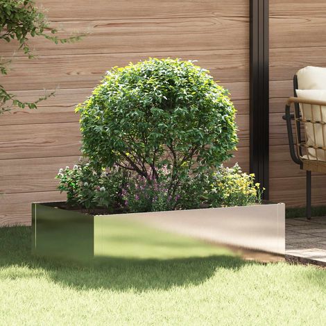 vidaXL Borde de Césped 100 x 60 x 35 cm Acero Plateado (1/5)