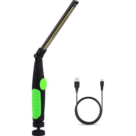 Lampe De Travail Led Rechargeable Avec Aimantée Et Usb Pliable Rotation À 360 Degrés, Lampe Inspection Led Rechargeable, Lampe D'inspection Pour Atelier De Ménage Camping En Plein Air Randonnée (Vert) (1/5)