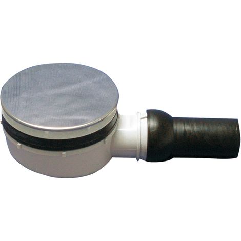 Sifón para plato de ducha, bajo, DN40 con rótula, para agujero de 90 mm de diámetro, tapa de acero inoxidable Ø 113 mm