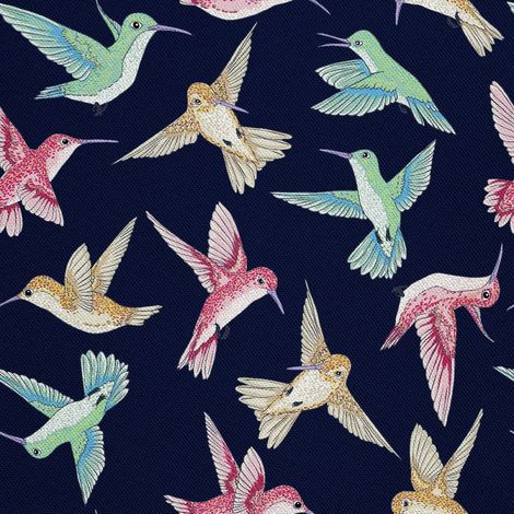 Telas decorativas para exteriores Oxford - motivo: colibríes coloridos (1/5)
