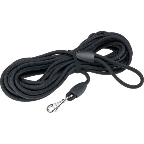 Laisse pour Chien Sport, Laisse Longue pour Chiens, Longueur 10 m, Laisse de Dressage, Laisse en Corde de Nylon avec Mousqueton et Poignée, Longueur 10 mètres, Noir