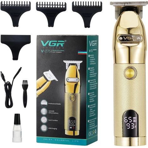 TRADE SHOP - Tagliacapelli Barba Professionale Ricaricabile Carica Usb Cordless Display V-275 - (1/5)