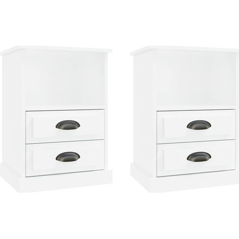 Maison Exclusive - Mesitas de noche 2 unidades blanco brillante 4