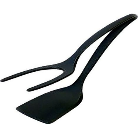Spatule à œufs en silicone 2 en 1 Grip and Flip Spatula Tourne-œufs frits antiadhésifs pour frire, tourner et griller Outil de cuisine à domicile (Noir) (1/5)