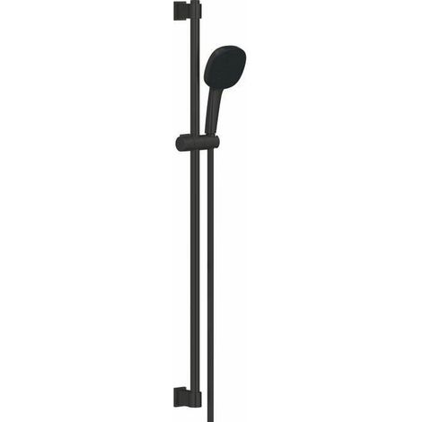 Conjunto de ducha con cabezal de 2 chorros, barra de 90cm y flexible - GROHE Vitalio Comfort 110 269302431 - Ahorro de agua - Negro mate
