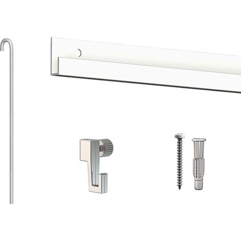 Cimaise Box accrochage tableau 4 mètres – 2 cimaises Classic Rail 200 cm – 4 tiges 200 cm – Charge 20 kg/m – Vis et chevilles inclus – Artiteq