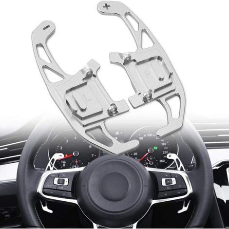 Palettes de changement de vitesse robustes en aluminium (argent) pour la Golf 7 R-line (modèles 2015-2019), Golf 7 GTI (modèles 2015-2019). (1/5)
