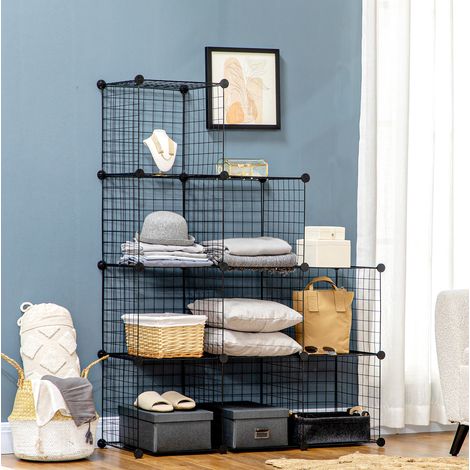MEUBLIV Étagère modulable 105x35x105 cm noire – rangement ouvert, montage à clipser (1/5)