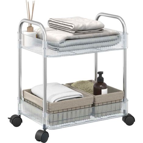 Carro de almacenamiento 2 niveles transparente 37x28x43,5 cm vidaXL (1/5)