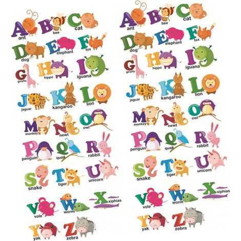 2pièces Autocollants Muraux Alphabet Animaux Style Dessin Animé Lot Pour Chambre Garçon Fille Salon Décoratif Facile Poser Retirer (1/5)