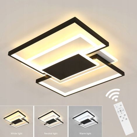 COMELY Plafoniera a LED da 54 W, dimmerabile, moderna plafoniera per soggiorno con telecomando, 3000 K-6500 K, quadrata in acrilico per camera da letto, cucina, corridoio, 50 cm (1/5)