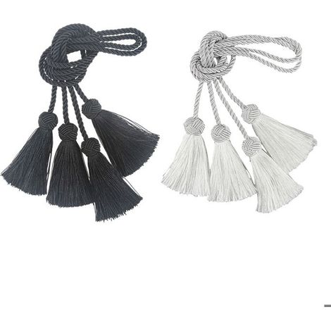 Set mit 2 Paar handgefertigten, dekorativen Gardinenclips mit Quasten, für Zuhause und Büro (1/4)