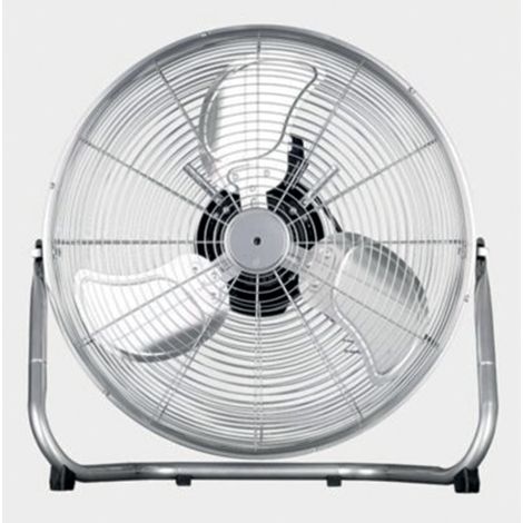 Fabrilamp – Ventilateur industriel 110W – Métal chromé – 3 vitesses réglables – Débit d'air 7380 m³/h – Dimensions 60 x 63 x 19,5 cm
