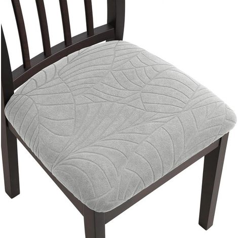 Set di 4 coprisedie in jacquard elasticizzato, impermeabili, sfoderabili e lavabili, per sala da pranzo, hotel, ufficio, cucina, colore bianco crema. (1/5)