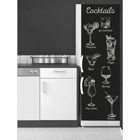 Sticker mural adhésif motif verres de cocktail 180 cm x 60 cm – Décoration cuisine personnalisée – Facile à poser et repositionnable – Plage (1/2)