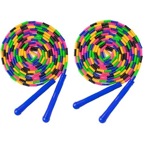 Corde à sauter Double Dutch - 2 unités - 4,8 m - Perles souples TUB - Réglable - Pour enfants et adultes - Idéal pour activités de groupe