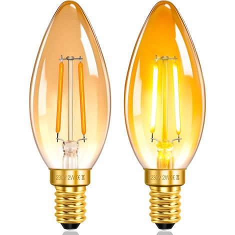 C35 Ampoule LED Filament Bougie E14 Vintage Ambree 2W 230V (1/5)