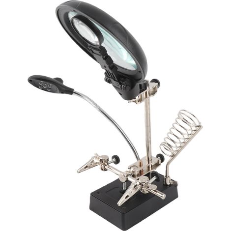 Loupe à pince avec éclairage LED 2,5X/7,5X/10X, support noir (1/5)