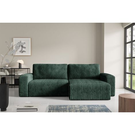 Ecksofa mit Schlaffunktion NATALIA in Stoff Tilia Grün Ottomane Rechts
