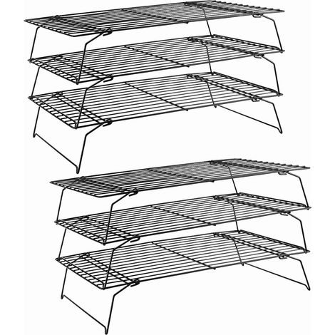 Lot de 6 Grilles de refroidissement, Pliables, Acier au carbone, 40x25x7,5 cm, Cuisine (1/5)