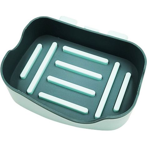 Porte-savon mural en plastique, plateau de rangement pour savon, accessoire salle de bain bleu clair, organisation douche (1/2)