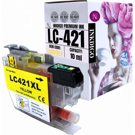 Inkdigo LC421XLY Tinte kompatibel mit Brother DCP-J1050DW MFC-J1010DW TÜV-zertifiziert (1/5)