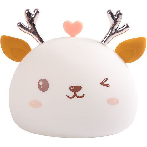 Veilleuse LED Cerf - 7 couleurs - Silicone doux au toucher - Veilleuse de chevet - Cadeau lumineux - Chambre d'enfant(rechargeable par Type-c) (1/4)