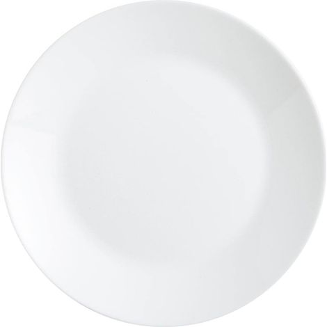 Lot de 12 assiettes plates - Verre opale blanc - Résistance extra forte - Lavable lave-vaisselle - Usage quotidien familial - Diamètre 25 cm