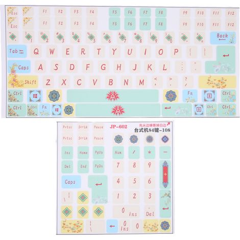 Lot de 2 autocollants pour clavier mécanique, surface givrée, motif dessin animé mignon, en PVC transparent, pour PC de bureau universel