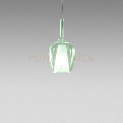 OFELIA S/10 MINI - VETRO VERDE-TRASPARENTE E PORTALAMPADA BIANCO ATTACCO G9 CAVO TRASPARENTE SENZA BASE DI ATTACCO D.14CM