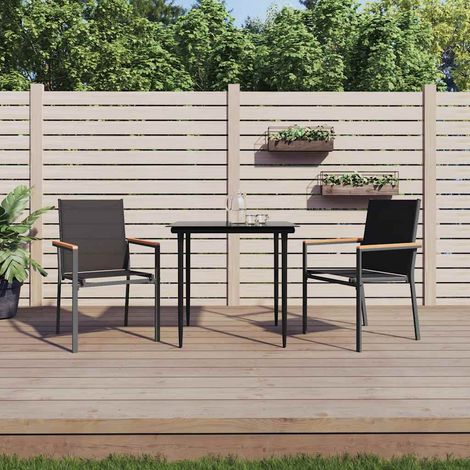 vidaXL Sillas de jardín 2 uds textilene y acero negro 55x61,5x90 cm (1/5)