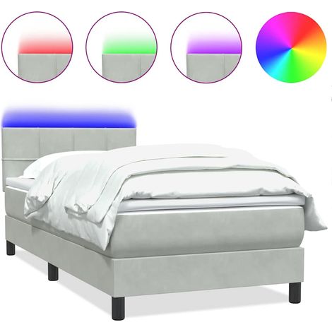 Maison Exclusive - Sommier à lattes de lit et matelas et LED gris clair 90x210 cm velours (1/5)