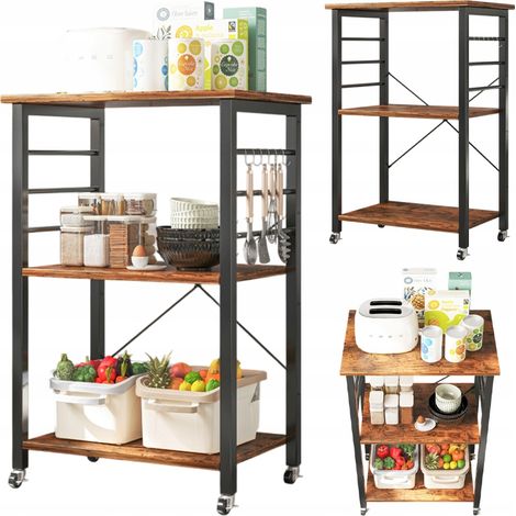 Mobiler Schrank auf Rädern, rustikaler Frühstückstisch, Küchenwagen, Loft (1/5)