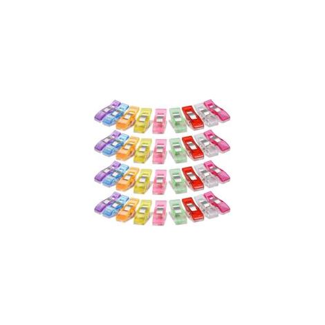 Set mit 100 mehrfarbigen Stoffclips, Nähzubehör, Nähbedarf, Mehrzweckclips, Nähmaschinenhilfen, Quiltclips, Häkelclips - Crezuo (1/5)