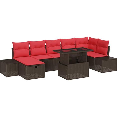 Garden Sofa Set with Cushion with Storage 8 pcs Poly Rattan vidaXL