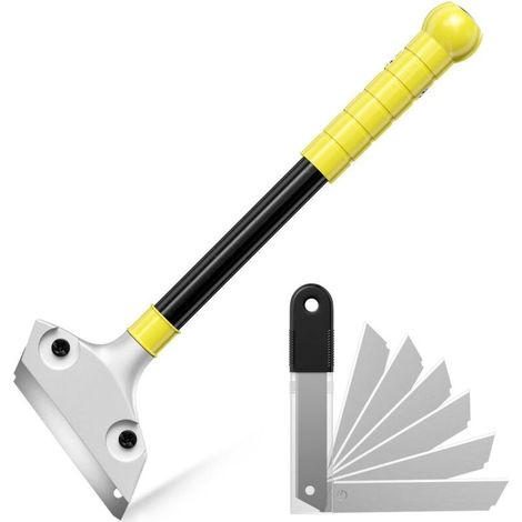 1pcs Grattoir Vitre, Grattoir Peinture avec 10 Lames, Racloir pour Plaque avec Fonction knock-out, Scraper Plancha à Long Manche pour Plaque à Induction, Nettoyage, Fenêtres, Carrelage (1/5)