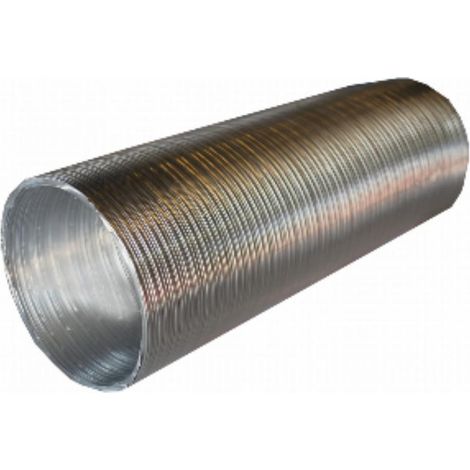 FPLUS tubo alum.flexible 100mm.plata 1.5mts. , Tubo flexible con lámina de Aluminio corrugada en color plata para evacuación de humos y gases de tipo domestico e industrial. Ventil