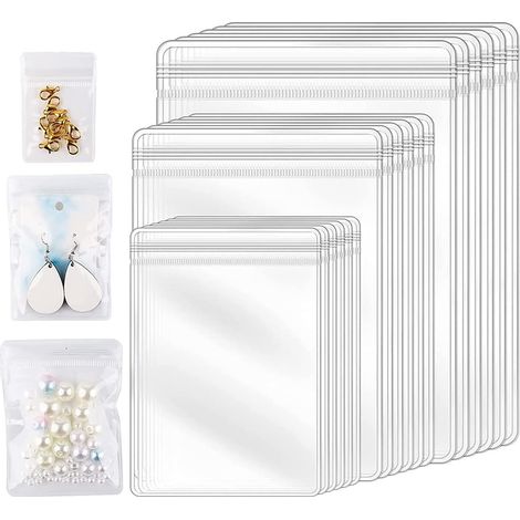 Packung mit 150 transparenten Ohrringbeuteln, 3 Größen, wasserdicht, dick, wiederverwendbar, für Schmuck, Ringe, Halsketten, Armbänder (1/5)
