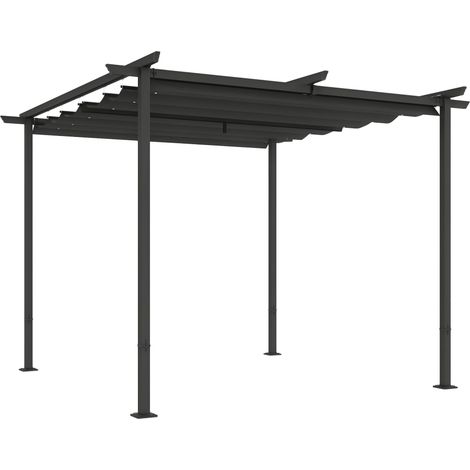 Pergola de jardin 3 x 3 m avec toit ajustable, structure métallique, protection UPF 30+, pare-soleil pour véranda ou terrasse, gris foncé (1/5)